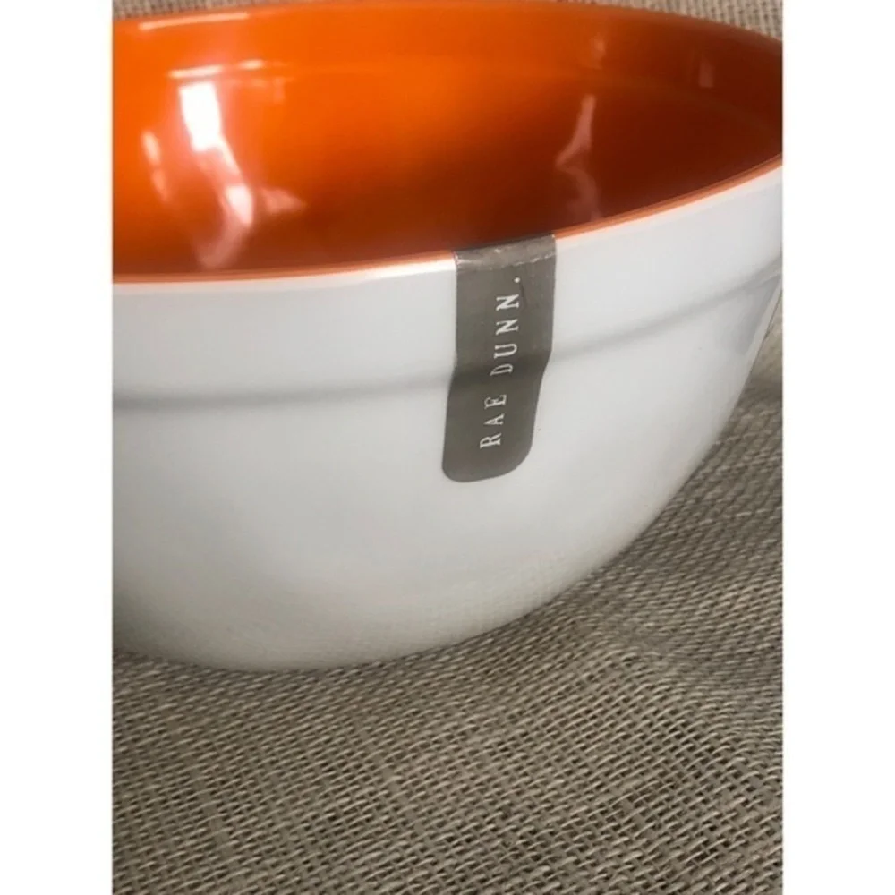 Rae Dunn 10”in Happy Haunting LL Melamine Halloween Bowl (2019) White and Orange